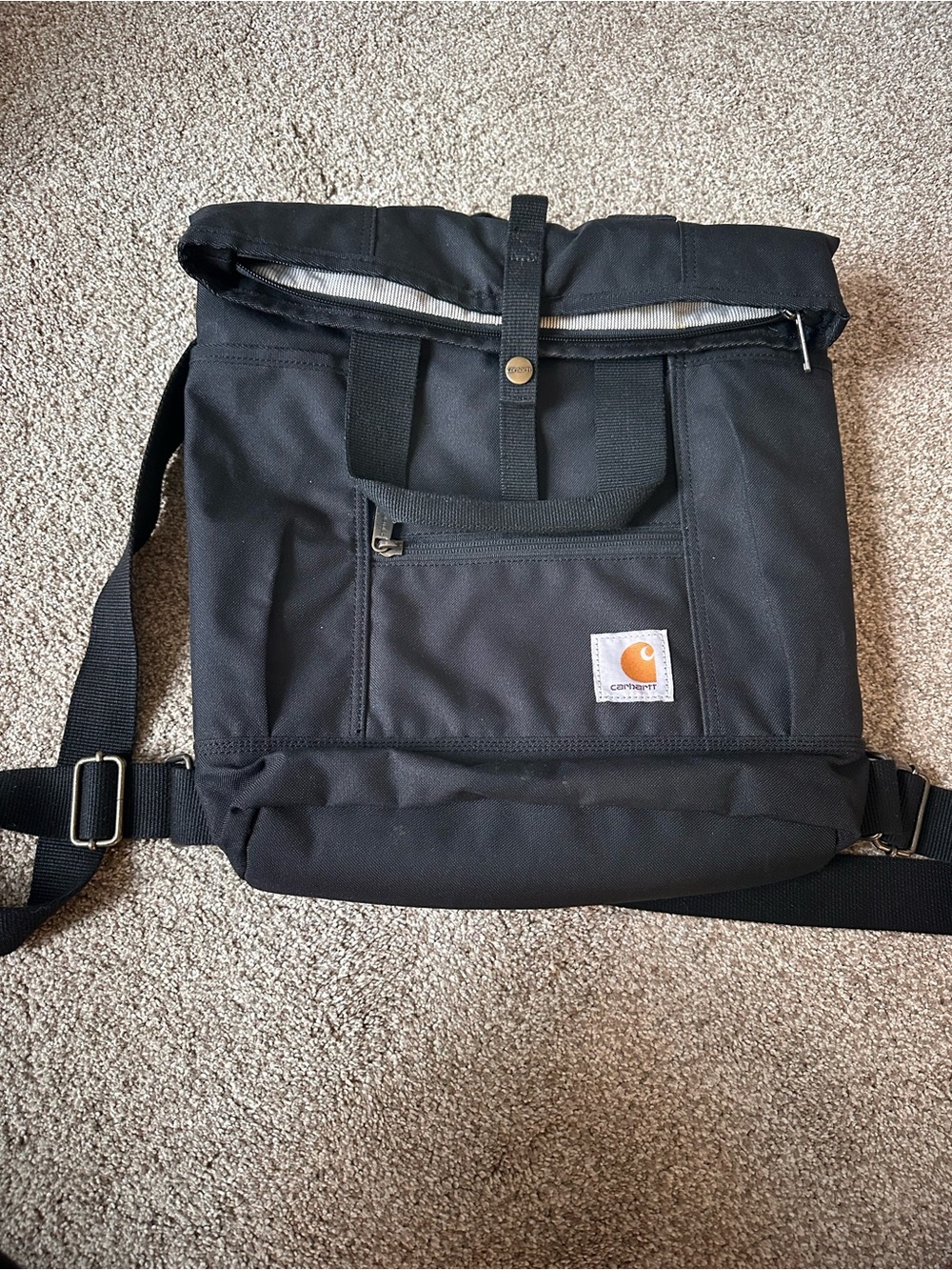 Carhartt Black Roll-Top Bag with Front Pocket